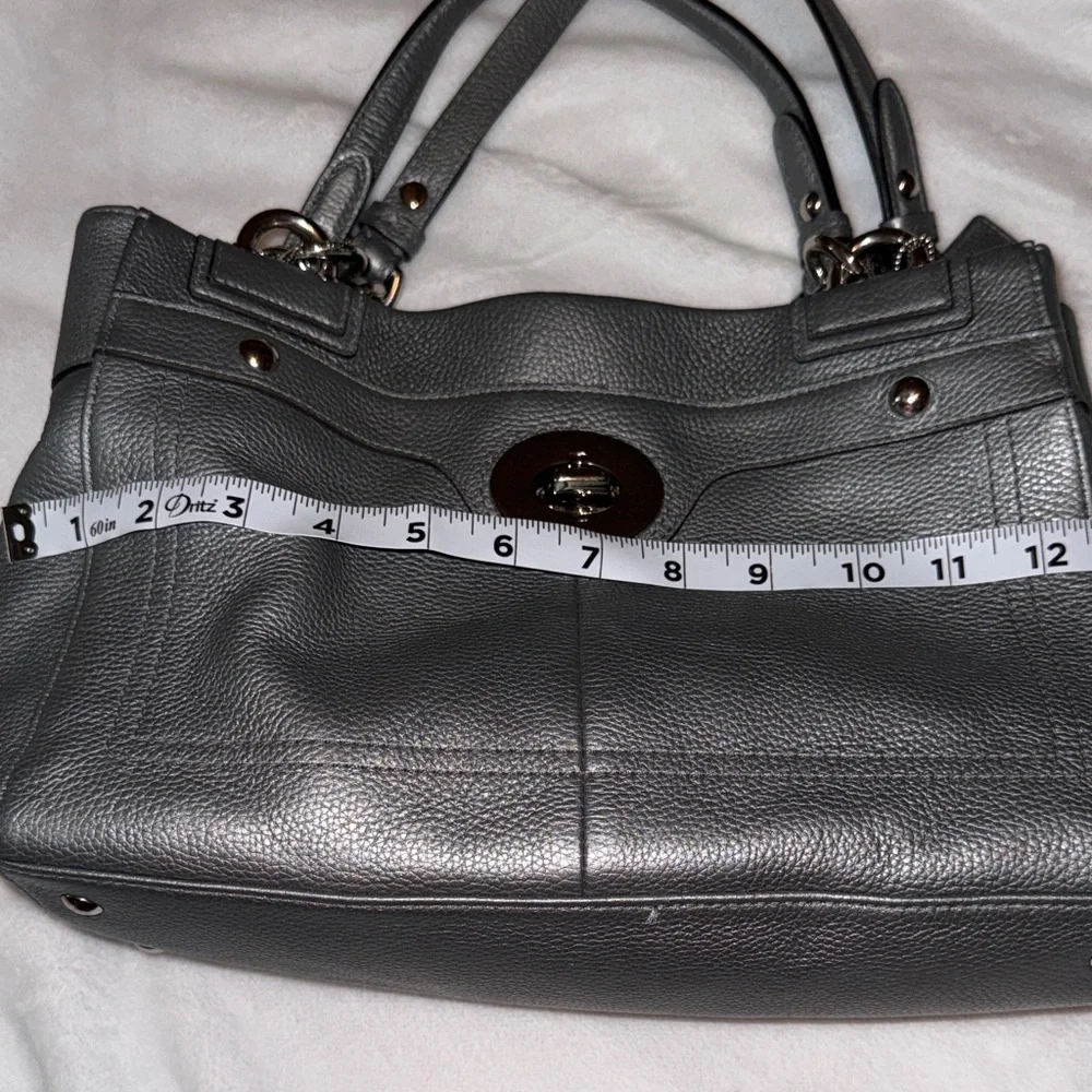 Coach Pebbled Leather Shoulder Tote in Charcoal - Picture 12 of 13